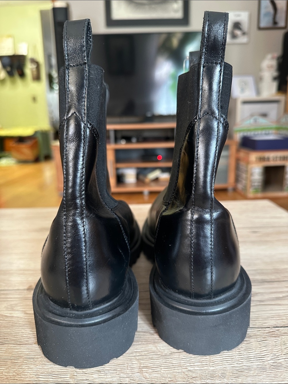 All Saints Hallie Black Leather Lug-Sole Chelsea Boots - size 40 (black) - Picture 5 of 7